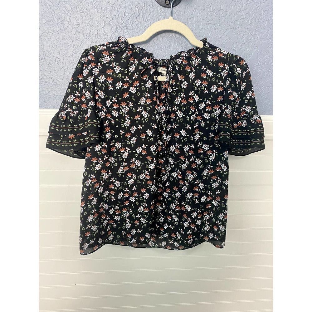 Max Studio Black Floral Dress Blouse